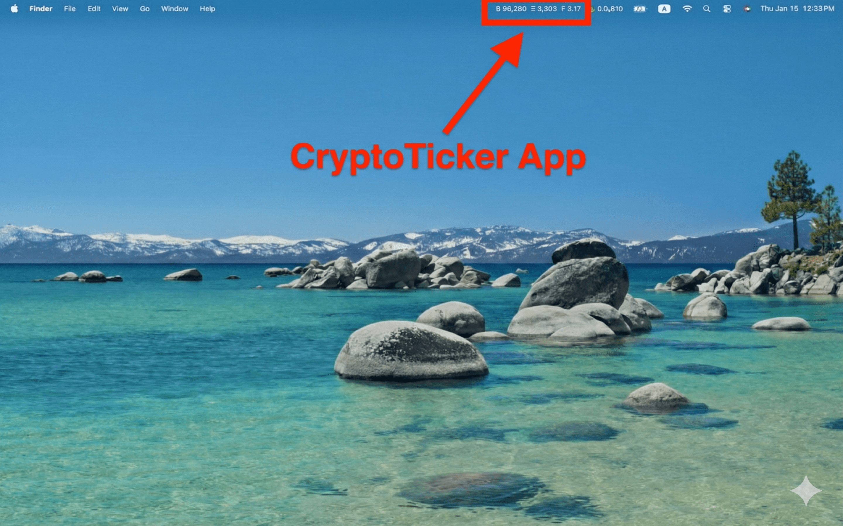 CryptoTicker in the menu bar
